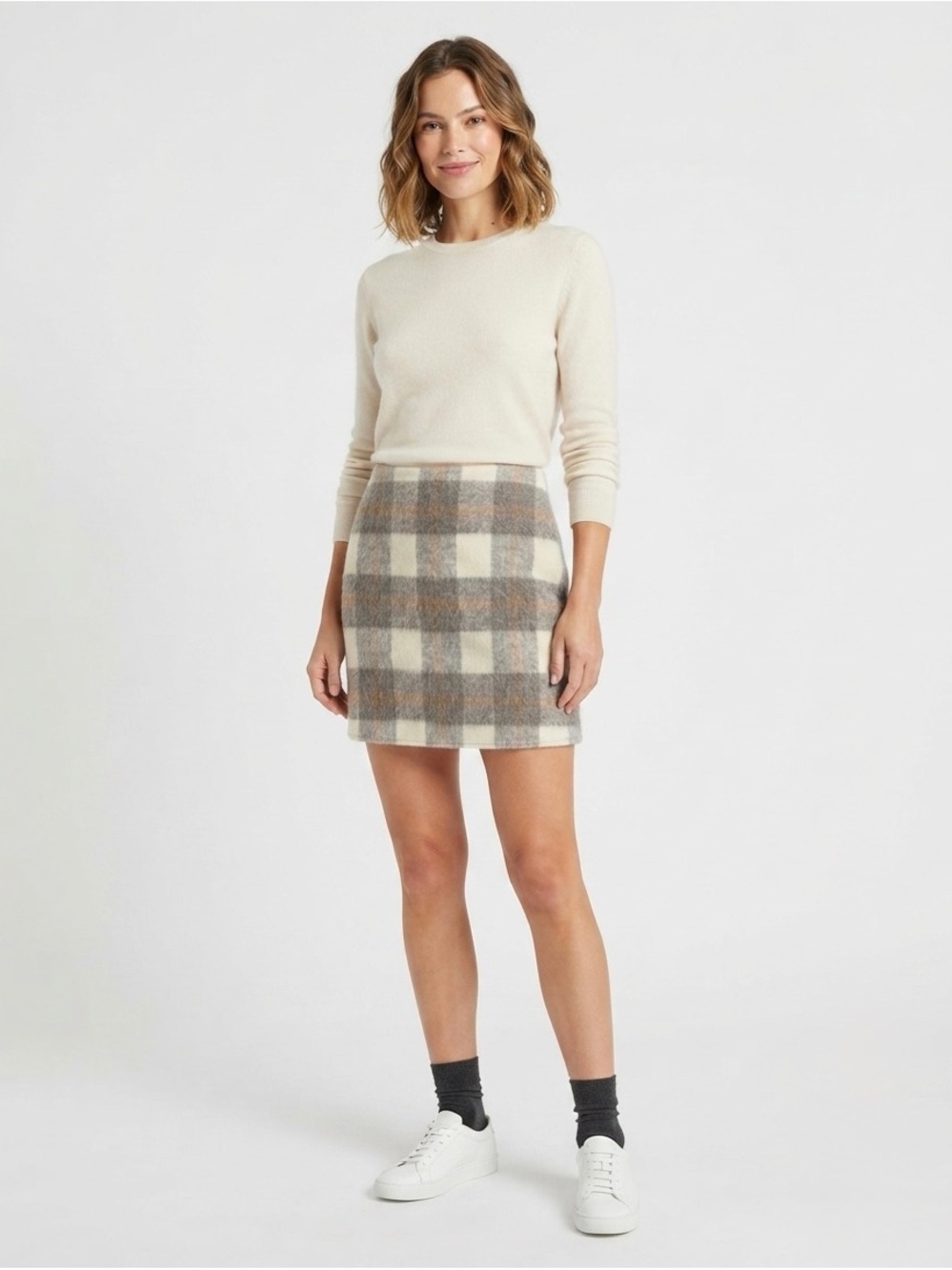 [Bluivy] Gray Plaid Skirt